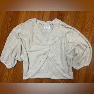 Sadie & Sage Bat Wing Sleeve Crop Knit Sweater L